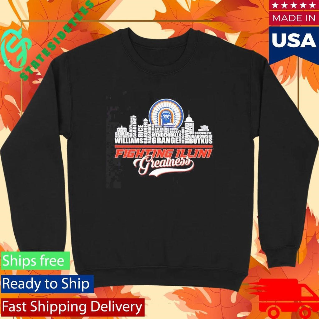 Illinois Fighting Illini Greatness All Name Of Legends City Skyline Shirt