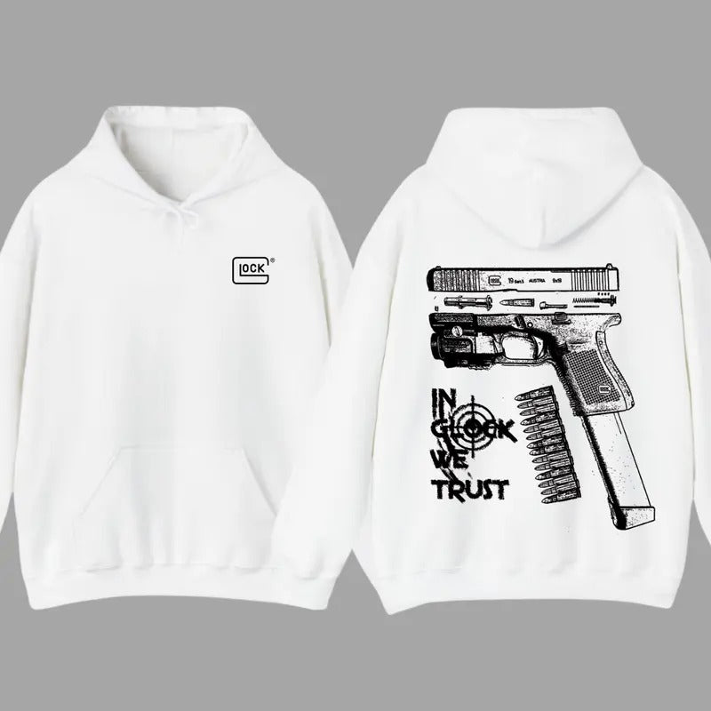 In GLock We Trust Hoodie - Glock Hoodie - Full Color Double Sided - Men's & Women's Classic Fit Long Sleeve Hoodie - ...