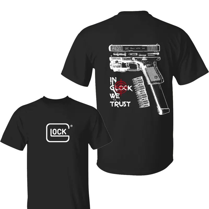 In Glock We Trust Double Side Black And White Color T-Shirt, Glock Shirt, Lock Shirts, For Men, For Women Hoodie, Sweatshirt