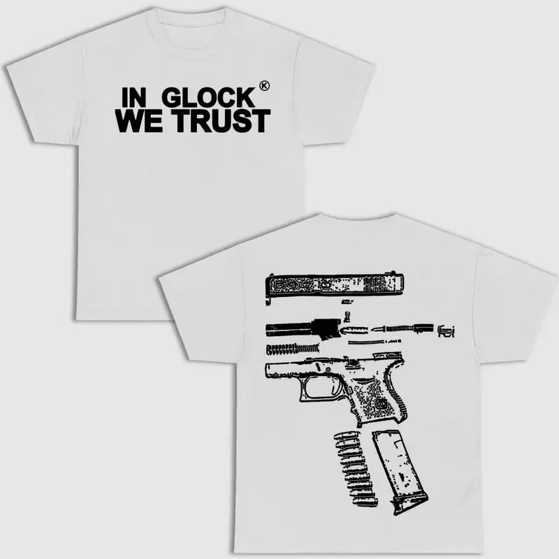 In Glock We Trust Double Sided Tee Graphic T-Shirt