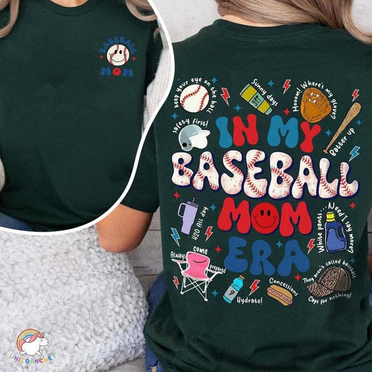 In My Baseball Mom Era T-Shirt, DRG Trendy Baseball Mama T-Shirt DRG, Gift for Baseball Mom, Game Day Baseball Team T-Shirt