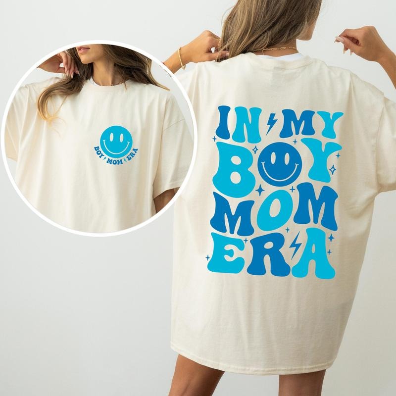 In My Boy Mom Era, Mama, Gift, Mother Comfort Colors Tshirt, Women's Crew Neck, Crewneck Hoodie, Sweatshirt | DripVista.com