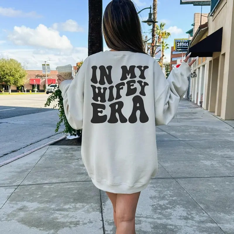 In My Wifey Era, Ideal Gift for Bride Polyester Womenswear T-Shirts, Hoodie, Sweatshirt | DripVista.com