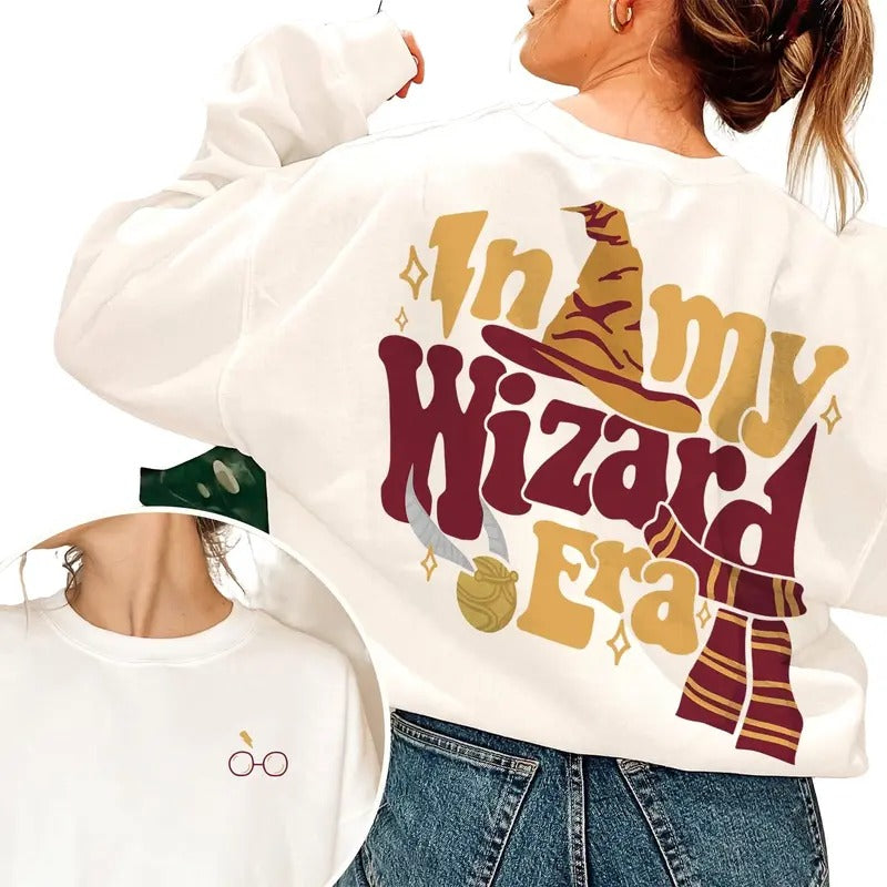 In My Wizard Era Sweatshirt, Wizard School Shirt, Wizarding World Shirt, Funny Potter Shirt Comfortable Elegance Casual Cotton Crewneck Womenswear