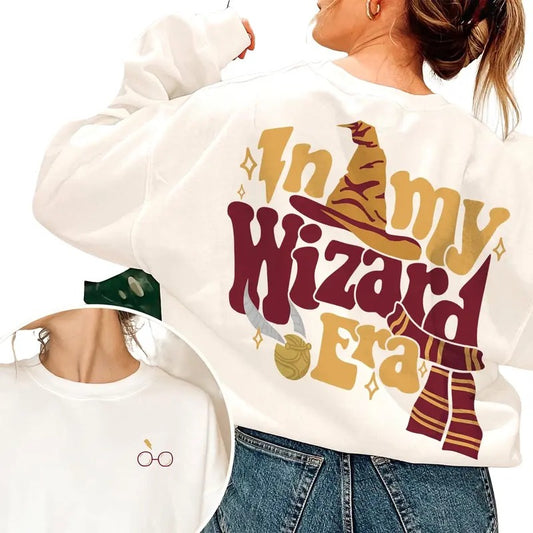 In My Wizard Era Sweatshirt, Wizard School Shirt, Wizarding World Shirt, Funny Potter Shirt Comfortable Elegance Casual Cotton Crewneck Womenswear