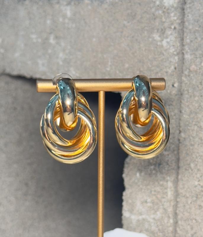 Infinity Hoop Metal Earring Gold Color Stud T-Shirts, Hoodie, Sweatshirt | DripVista.com