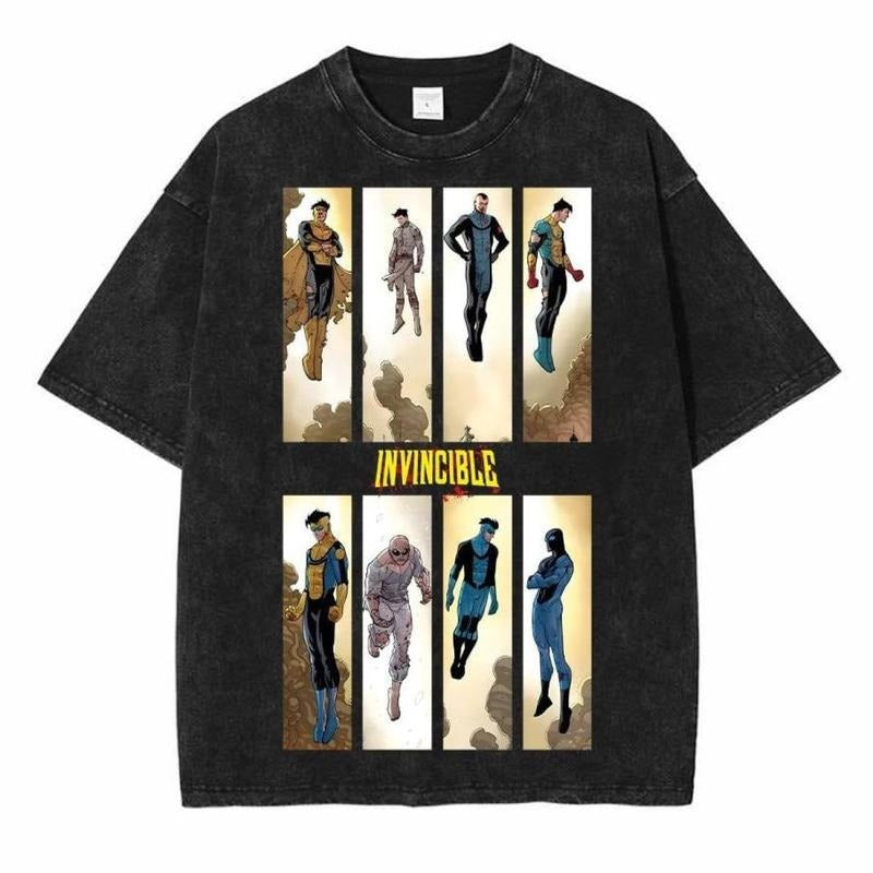 Invincible War Washed T-Shirt, Comics Shirt, TV Show Comics Shirt Vintage Washed T-Shirts, Trending Comic Tshirt, Layer-Friendly