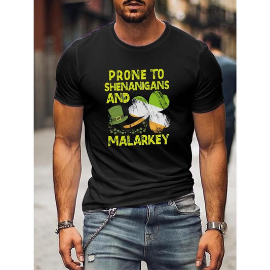 [Irish Leprechauns Cotton Tee] Soft Cotton Irish Leprechauns T-Shirt - Men's Casual Round Neck Top - Summer Sport Comfortable Sweat Absorbent Fabric Made in USA