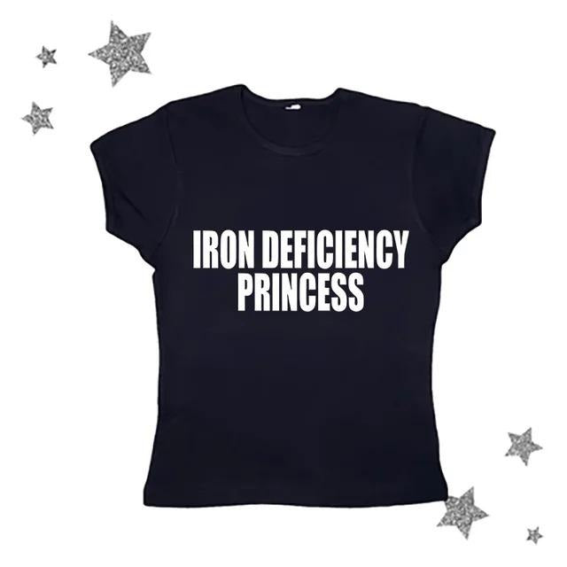 Iron Deficiency Princess Baby Tee, Aesthetic Letter Print, Vintage Streetwear T-Shirts, Emo Girl Clothes, Y2k Top Women Streetwear, Grunge 2000s, Gift For Girlfriend