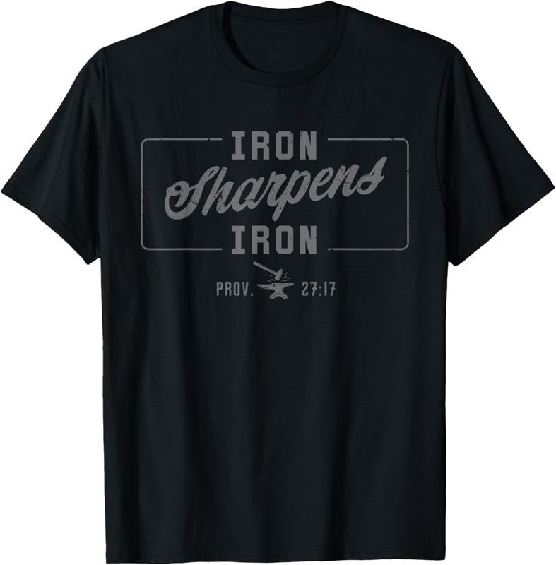 Iron Sharpens Iron Christian Men Bible Scripture Gym Workout T-Shirt
