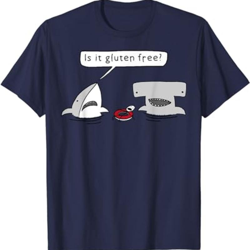 Is It Gluten Free Two Sharks Graphic T-Shirt Menswear Top Underwear Tshirt Streetwear Tropical Hoodie, Sweatshirt