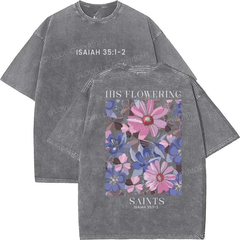 Isaiah 35_1-2 Unisex Washed T-Shirt, Christian t shirts, Vintage 90s Graphic Tee, Gift Top Womenswear Cotton Hoodie,...