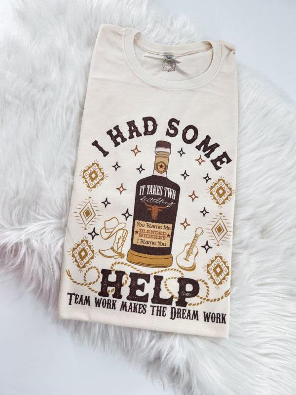 It Takes Two I had some help Vintage Bottle Tshirt, Sweatshirt or Hoodie Unisex Comfy Tops Womenswear | DripVista.com