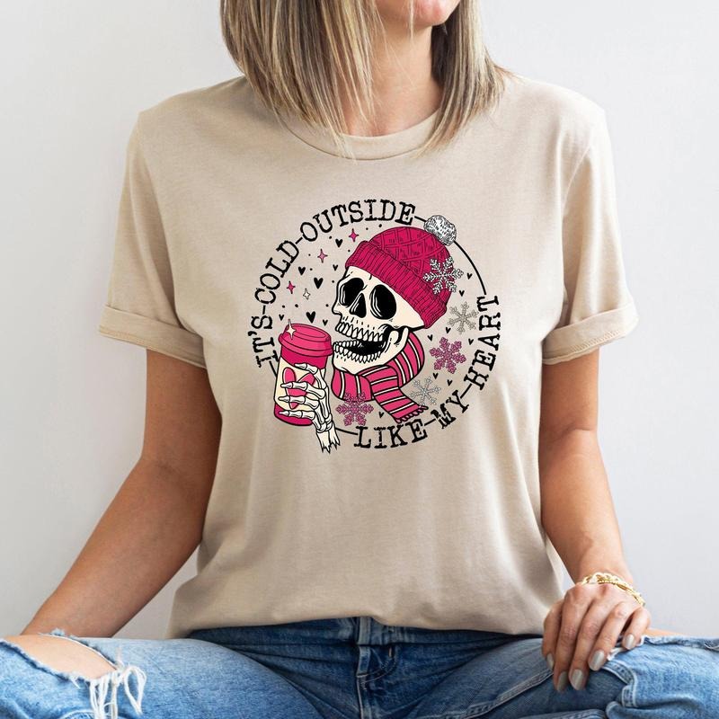 It's Cold Outside, Skeleton, Heart, Super Soft Tshirt, Valentine's Day Hoodie, Sweatshirt | DripVista.com