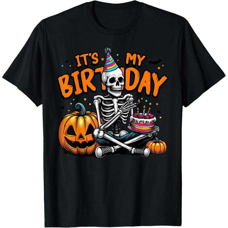 It's My Birthday Skeleton Happy Halloween Birthday Party T-Shirt made in usa Hoodie, Sweatshirt | DripVista.com