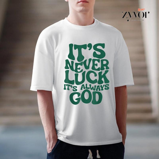 It's Never Luck It's Always God Tee Casual Style Crew Neck Short Sleeve T-Shirt Tops Trendy for Unisex, Perfect Gift