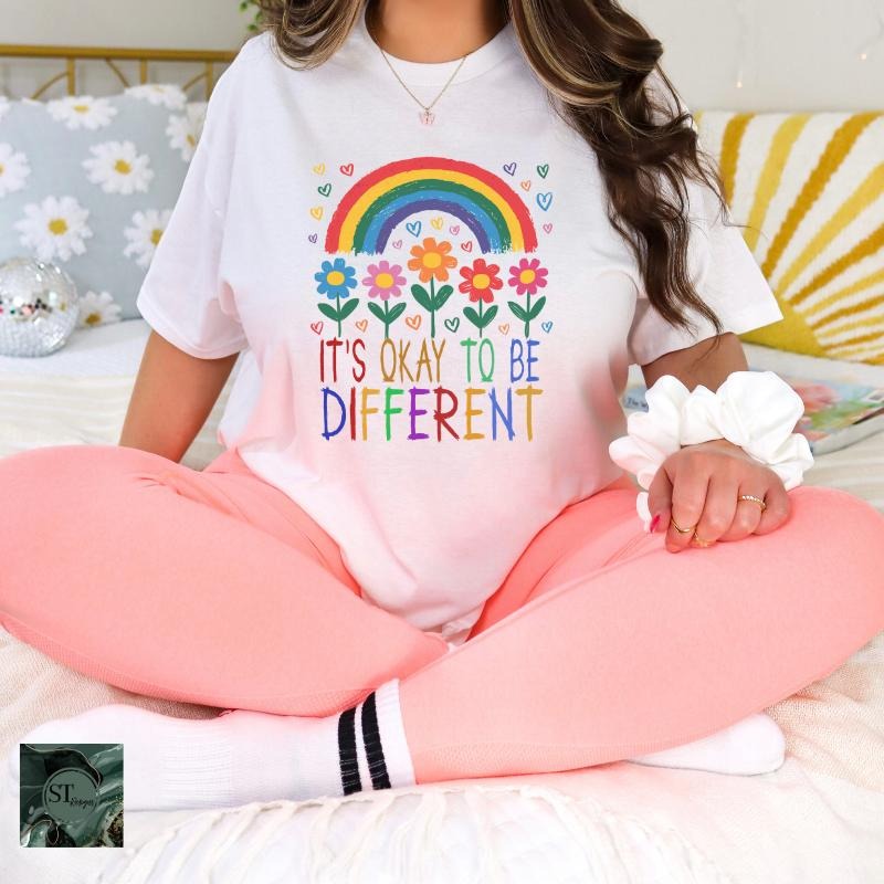 It's Ok To Be Different Autism Acceptance  White 100% Ring spun Cotton T-Shirt Unisex Fit Hoodie, Sweatshirt | DripVista.com