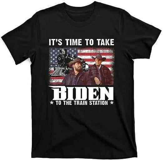 It's TimetoTake Biden to The Train Station Tee T- Shirt Men Women T-Shirt Funny T-Shirt Black