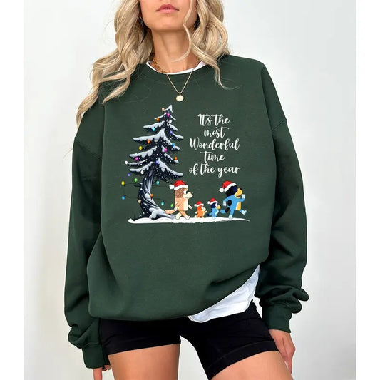 It's the Most Wonderful Time Of The Year Blueyy Christmas Sweatshirt, Christmas Gift, Vinatge Christmas Sweatshirt, Blueyy Christmas Sweatshirt trendy christmas