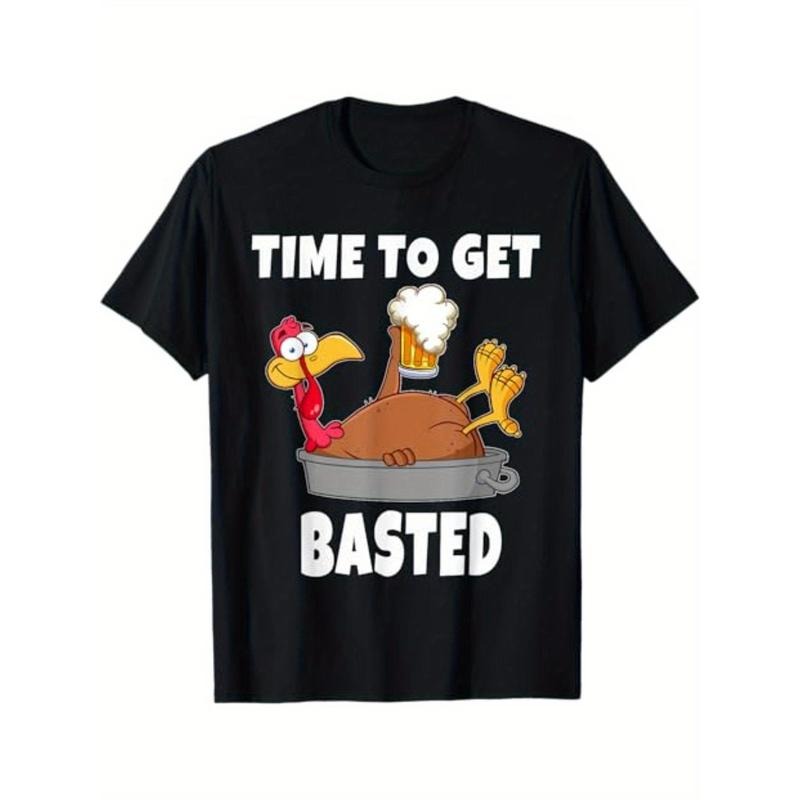 It's time to have a men's T-shirt with a Thanksgiving beer turkey pattern as a gift. - 220g 100% cotton T-shirt made in...