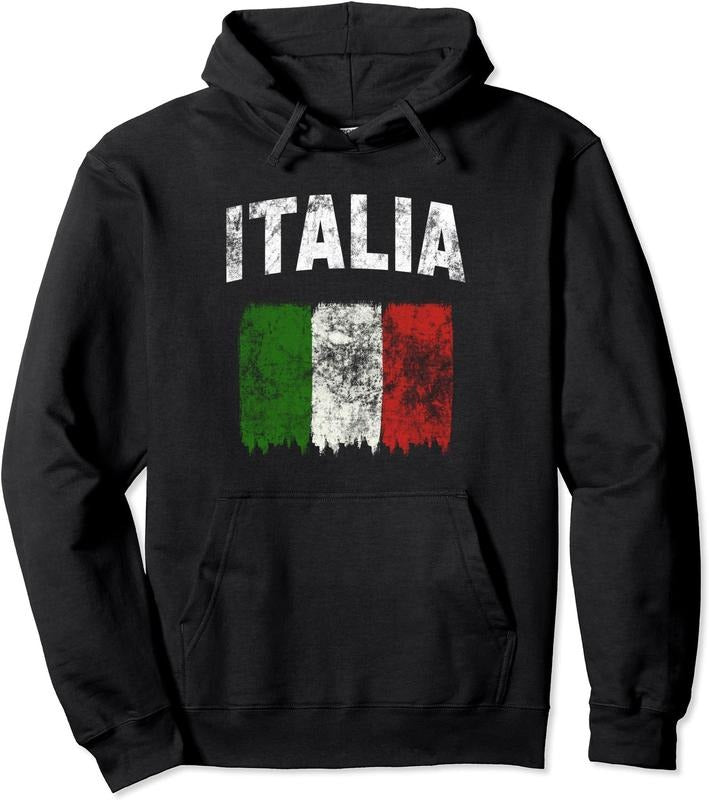 Italia Hoodie | Unisex Hooded Sweatshirt | FAST SHIPPING - Vintage Distressed Italian Flag T-Shirts | DripVista.com