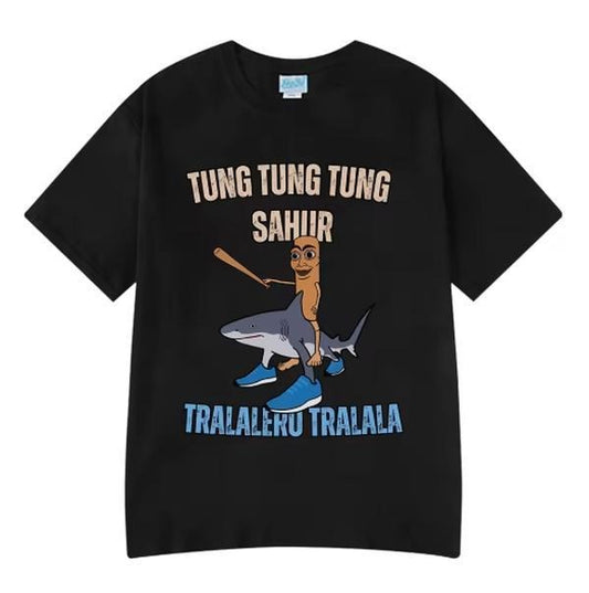 Italian Brainrot Tralalero Tralala Tung Tung Tung Sahur Funny Meme T-shirt Men Women Fashion Loose T Shirts 100% Cotton T-shirts, Gift for Mom, Menswear Top, women top, Gift For menswear
