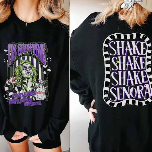 Its Showtimes Beetlejuice Shirt Shake Shake Shake Senora Shirt Never Trust the Living Shirt Halloween Movie Fan Lovers Shirt  Medium Tops