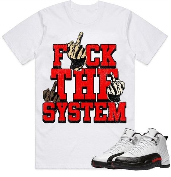 J D 12 Red Taxi Shirt To Match Sneaker Fuch The System color white Hoodie, Sweatshirt | DripVista.com