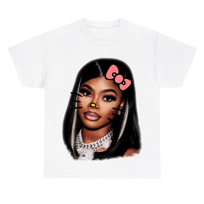 JT Kitty Big Face Graphics Cotton Tee, Gift For Rap Hiphop Fan
