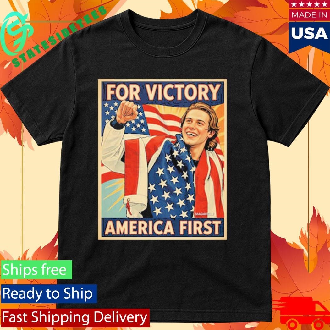 Jack Hughes Teeth Gold Champion Olympic Winter 2026 For Victory America First Shirt