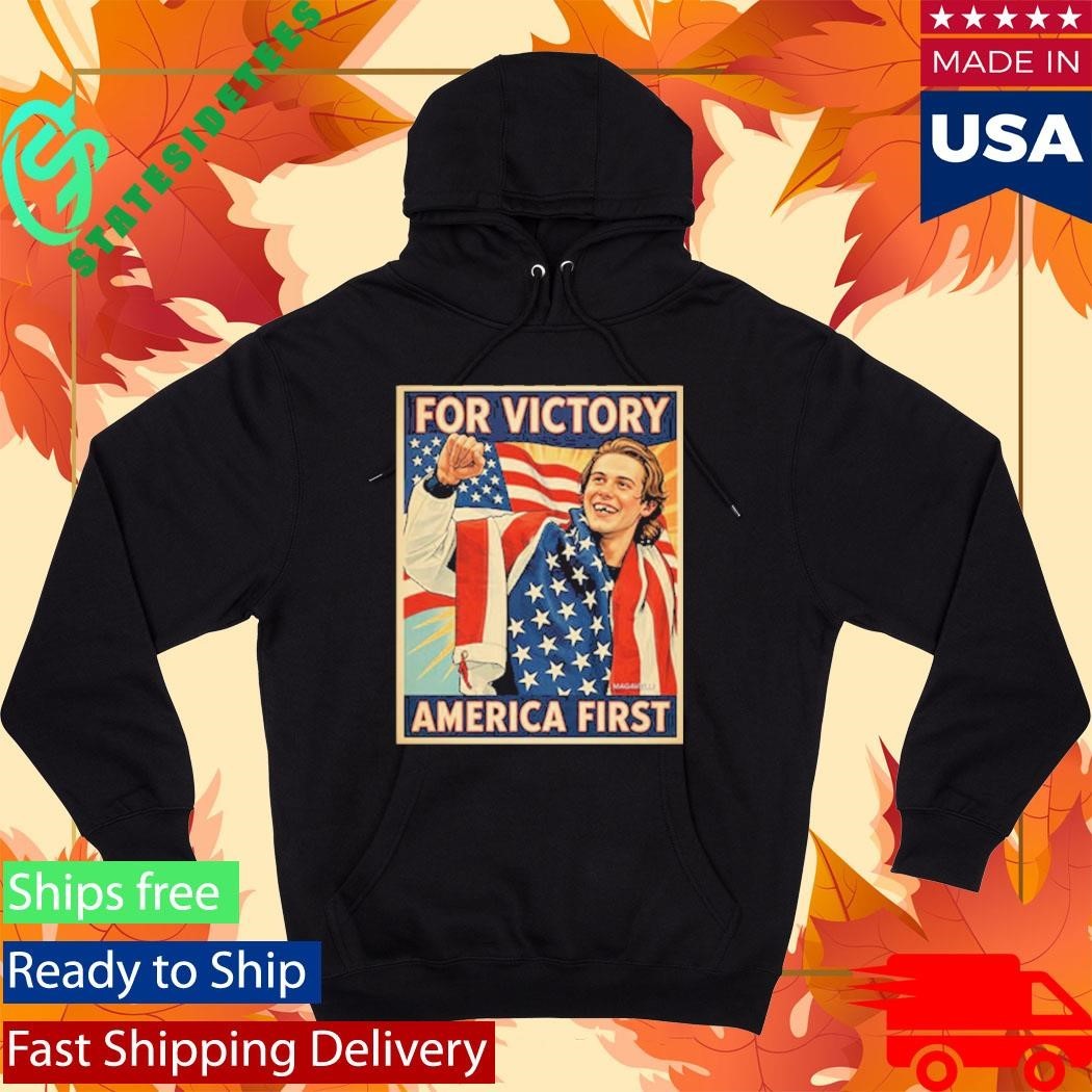 Jack Hughes Teeth Gold Champion Olympic Winter 2026 For Victory America First Shirt