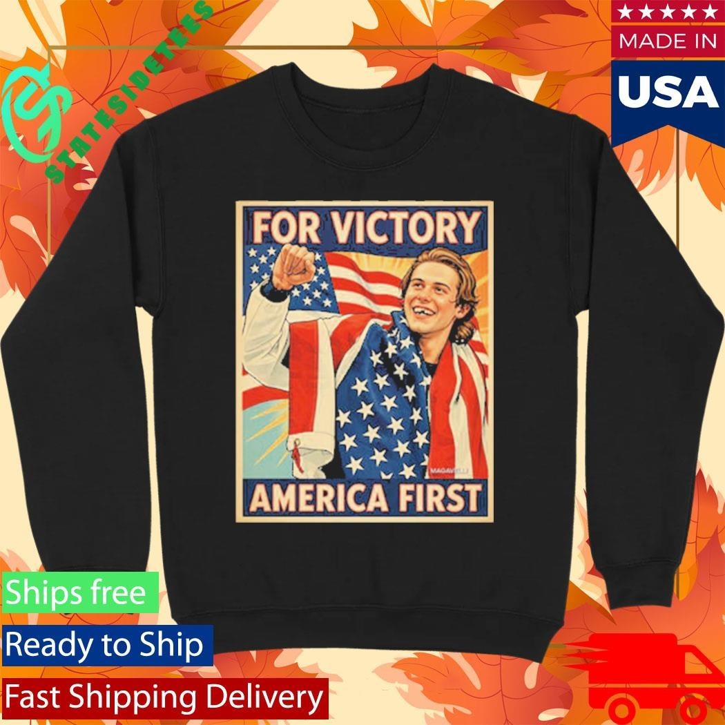 Jack Hughes Teeth Gold Champion Olympic Winter 2026 For Victory America First Shirt