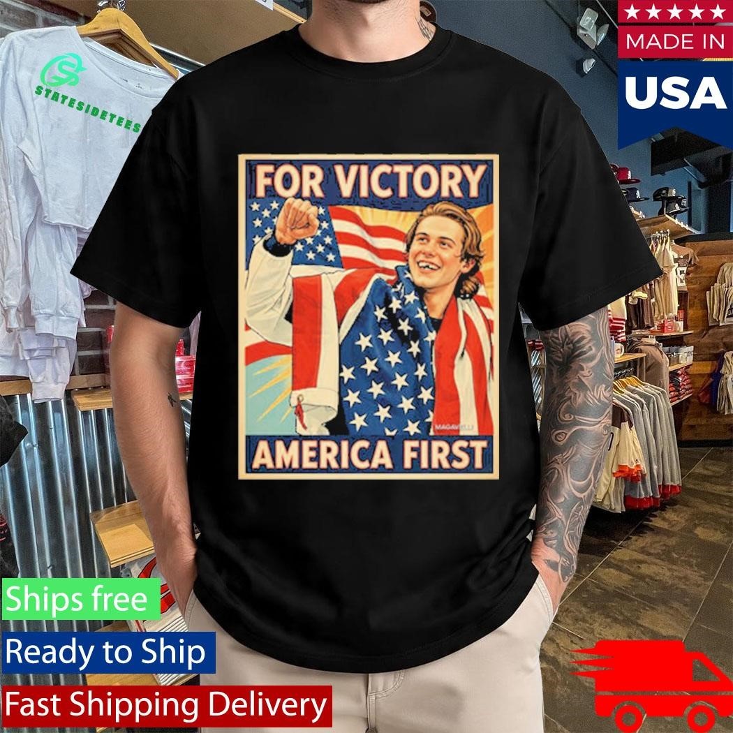 Jack Hughes Teeth Gold Champion Olympic Winter 2026 For Victory America First Shirt