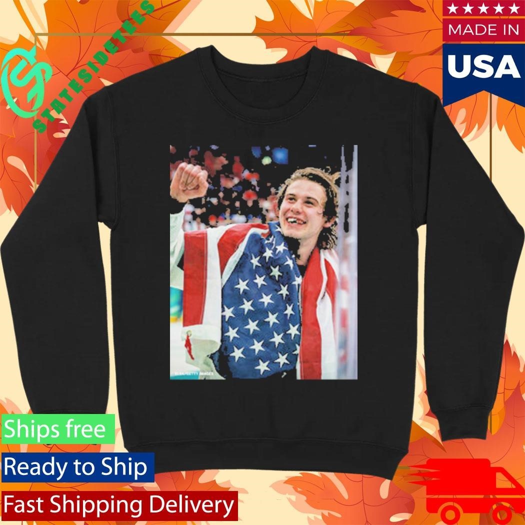 Jack Hughes Teeth Gold USA Hockey Team Olympics Winter 2026 Champion Shirt