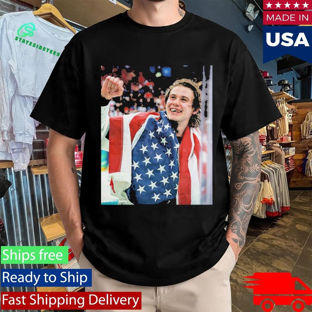 Jack Hughes Teeth Gold USA Hockey Team Olympics Winter 2026 Champion Shirt