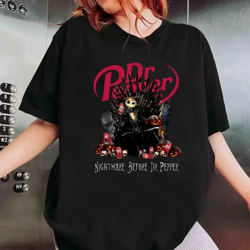 Jack Skellington The Nightmare Before Shirt, Dr Pepper Halloween Game Of Thrones Shirt, Unisex Short Sleeve Tee Top...