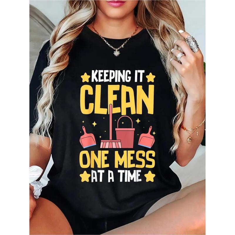 Janitorial Funny Housekeeping T-Shirt Round Neck Short Sleeve Women'WB shield Graphic Tee style 02 Hoodie, Sweatshirt