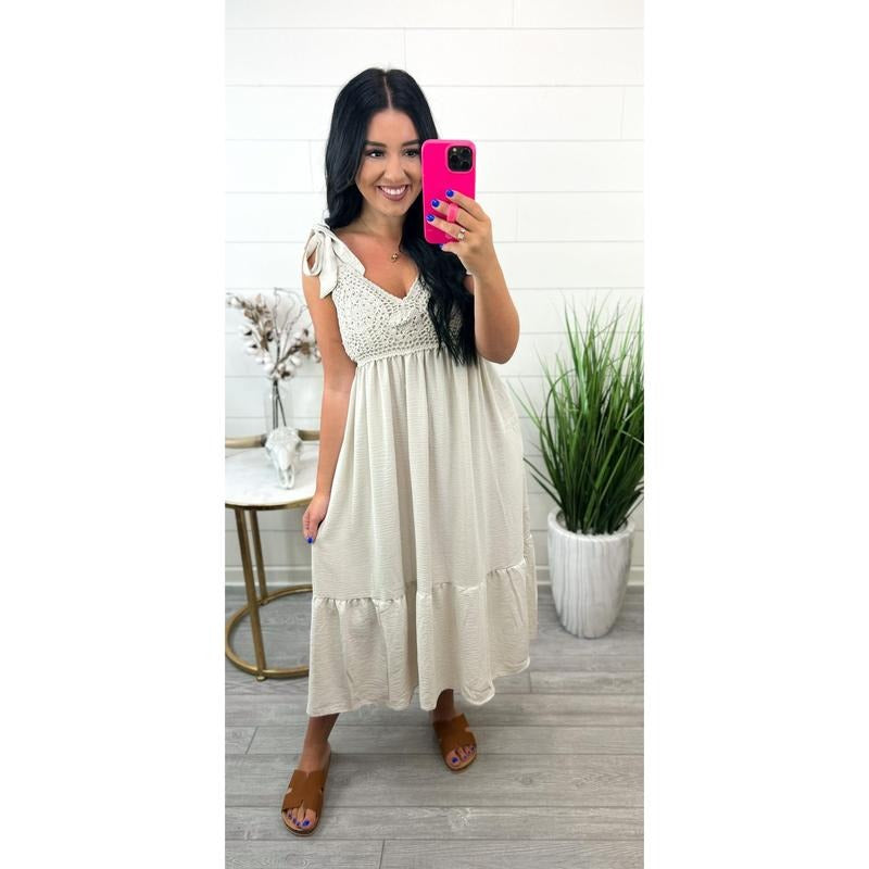 Jasmine Crochet Lace Babydoll Midi Dress T-Shirts, Hoodie, Sweatshirt | DripVista.com