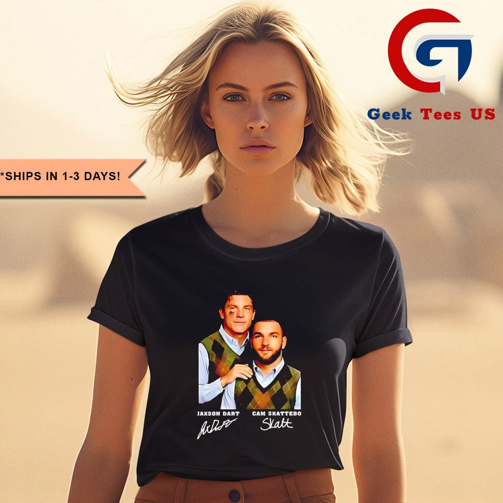 Jaxson Dart and Cam Skattebo Step Brothers New York Giants football shirt