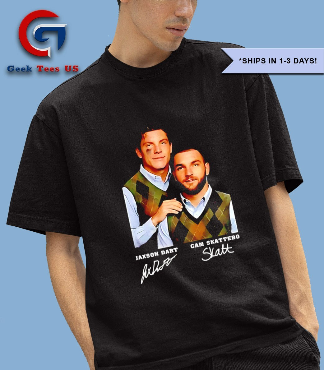 Jaxson Dart and Cam Skattebo Step Brothers New York Giants football shirt