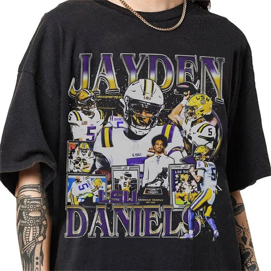 Jayden Daniels 90s Vintage Bootleg Style T-Shirt, Classic Retro Graphic Unisex Tee Gift For Men and Women