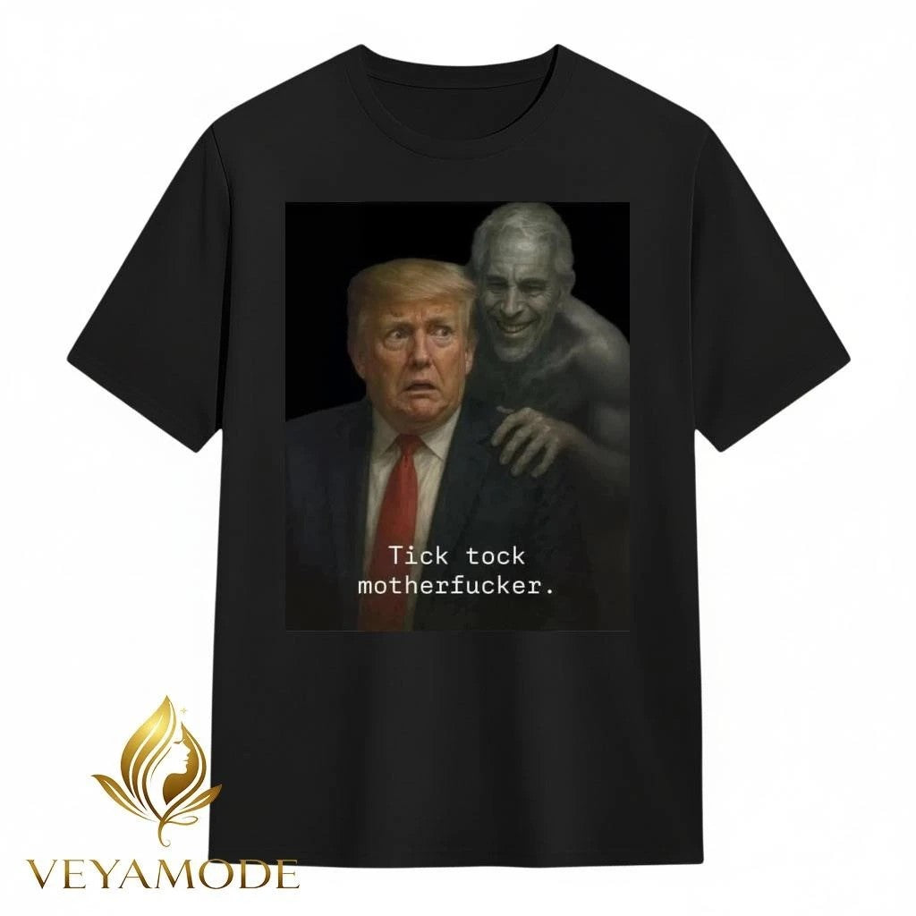 Jeffrey Epstein ghost with Trump tick tock motherfucker tee