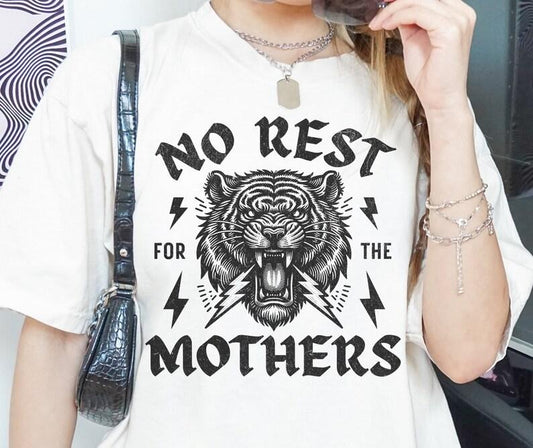 Jessie J Ross No Rest for the Mothers T Shirt, Rocker Metal Feminist Tee, Retro Tiger Graphic Shirt, Unisex Oversized Tee, Unisex Graphic Tee, Smooth Fabric, Aesthetic Streetwear Vibe