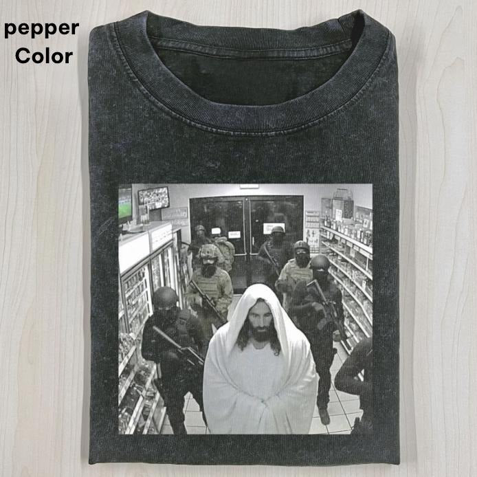 Jesus Arrested in a Store T-SHIRT, JESUS T-SHIRT, Funny Graphic T-shirt, Unisex Movie Shirt Menswear Womenswear Hoodie,...