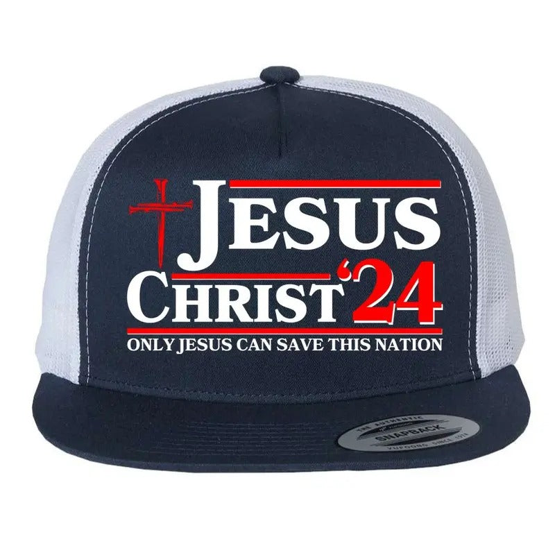 Jesus Christ 2024: The Ultimate Redeemer Only Jesus Can Save This Nation Flat Bill Trucker Hat - Redeemed Collection...