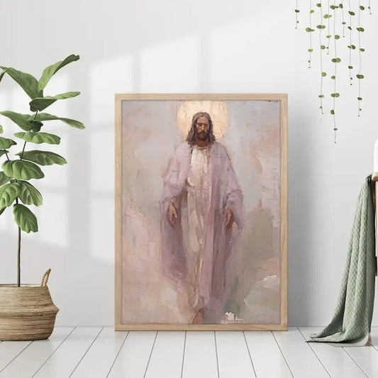 Jesus Christ Portrait Holy Painting Poster God Peace Print Wall Art Gift Trendy Living Room Home Decor Framed Canvas Christian Nursery Decor