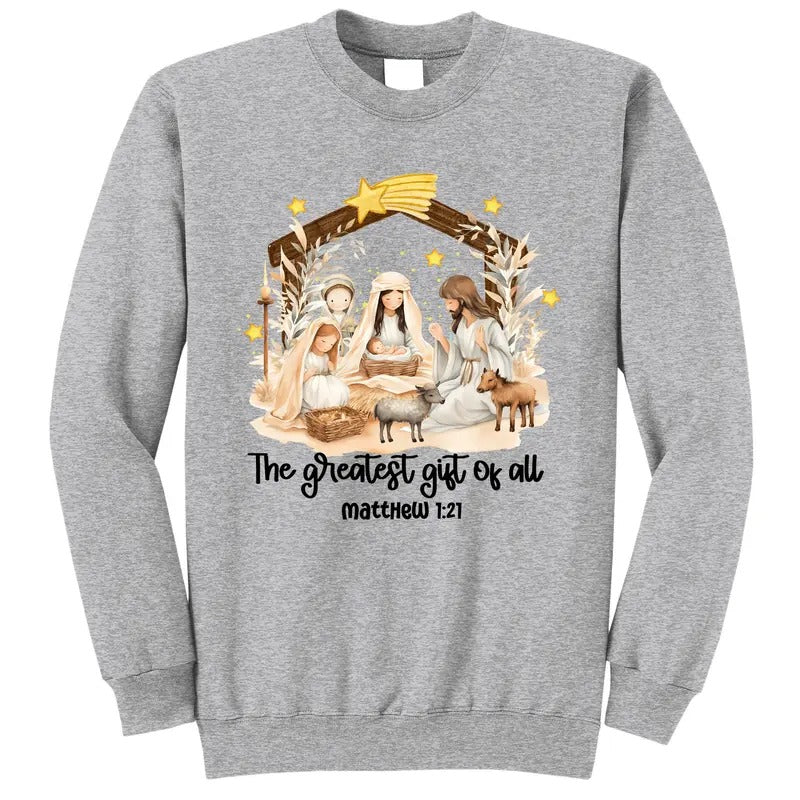 Jesus Christmas Nativity Scene Holy Night A Savior was Born Christian Catholic Sweatshirt T-Shirts, Hoodie | DripVista.com