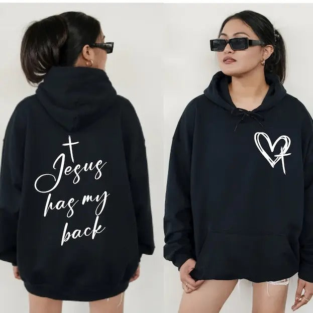 Jesus Has My Back Hoodie, Jesus Hoodie, Christian Hoodie, Religious Hoodie, Faith Hoodie, Church Hoodie, Bible Hoodie,...