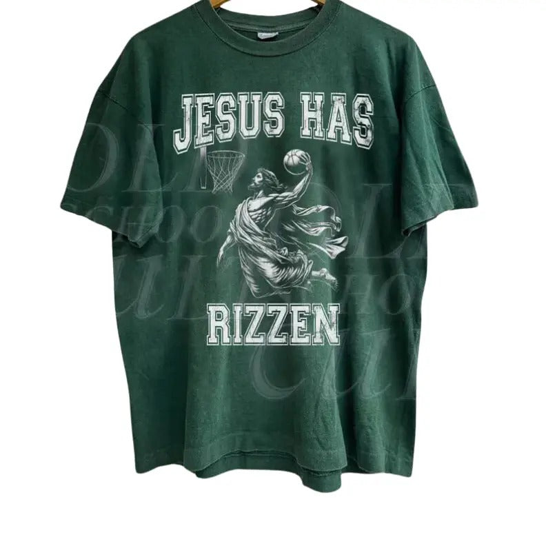 Jesus Has Rizzen Vintage Graphic 90s Shirt, Funny Jesus Shirt, Christian Easter Shirt, Humor Easter Shirt, Easter Gift,...