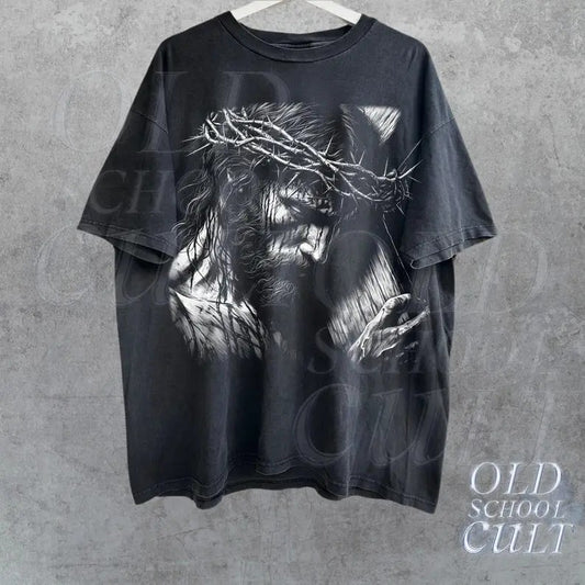 Jesus Holding Cross Vintage 90s Graphic Shirt, Retro Faith Jesus Shirt, Christian Shirt, Retro Halftone Graphic Bible Tee, Be The Light